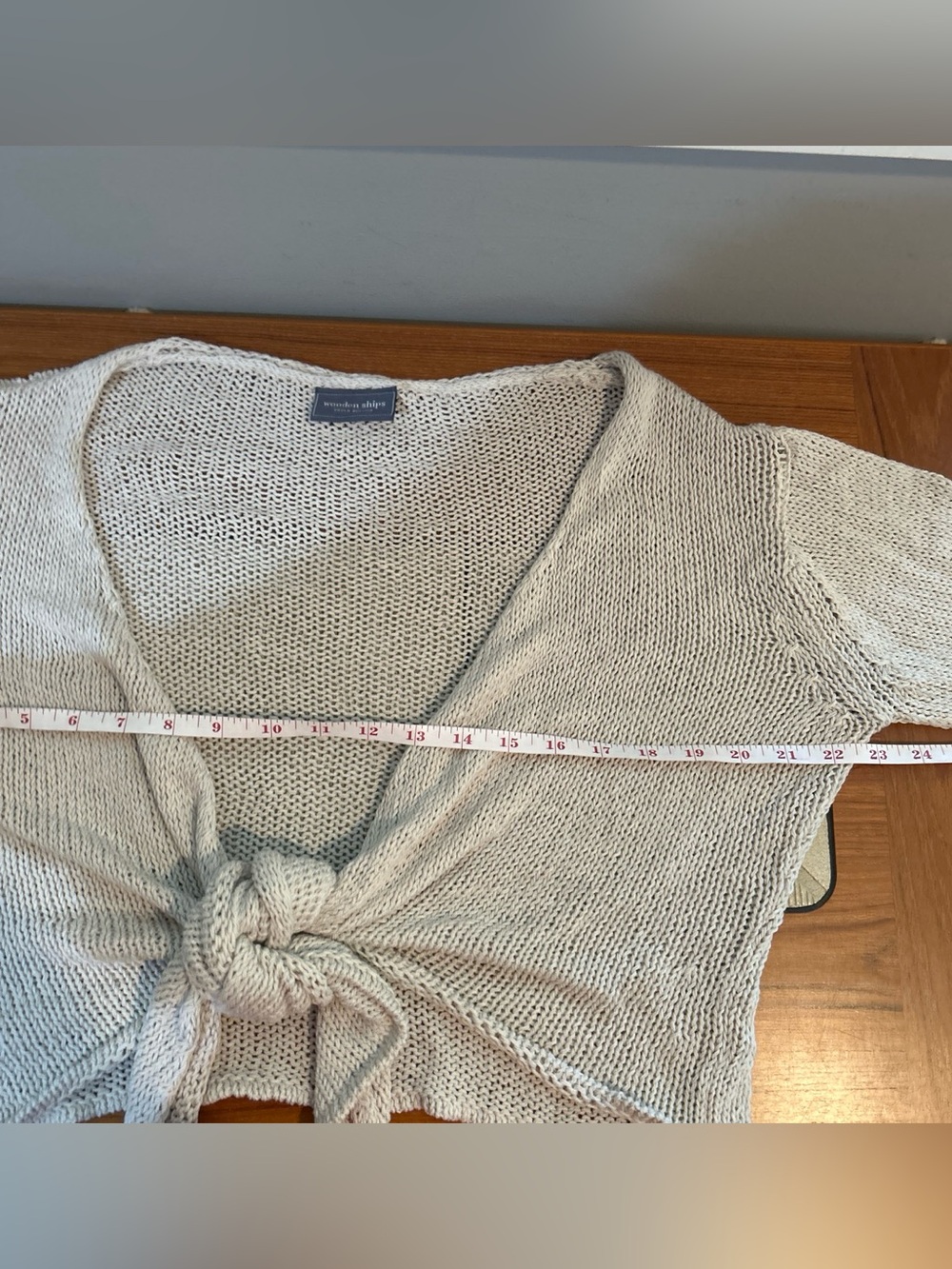 Wooden Ships Beige Tie-Front Open Knit Sweater - Picture 4 of 6
